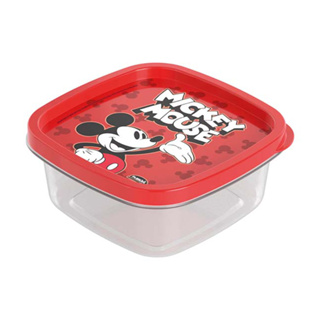 Pote De Plastico Quadrado Com Tampa Mickey 580Ml
