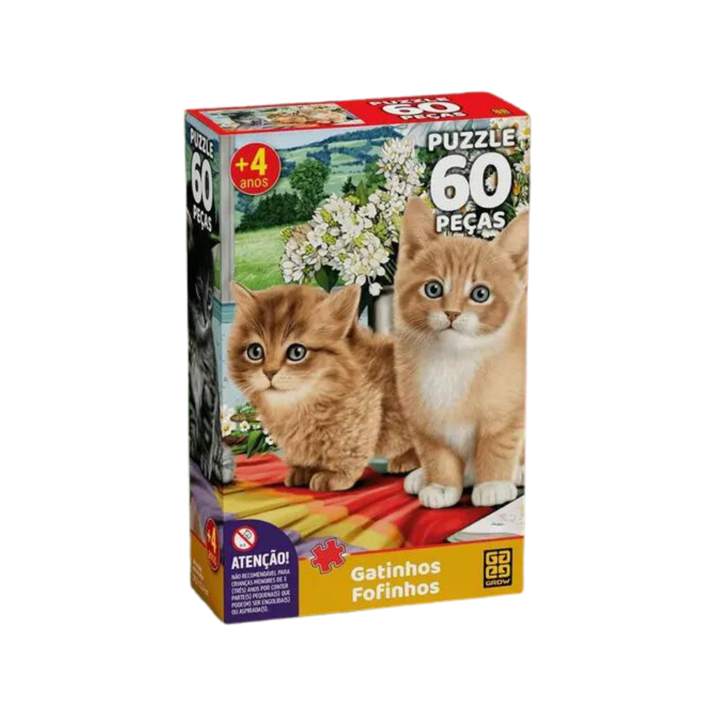 Quebra-cabeça Gatinhos Fofinhos Da Grown - 60 Peças Puzzle Gato Gatos ...