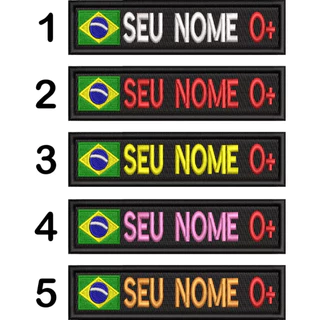 Patch Bordado Tarja Tarjeta Nome E Tipo Sanguineo