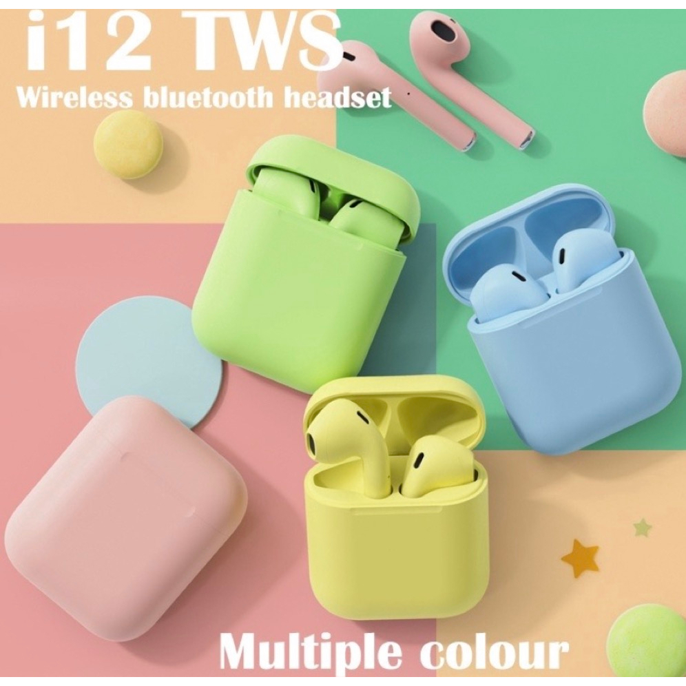 Fone de ouvido bluetooth colorido i12 com controle de toque