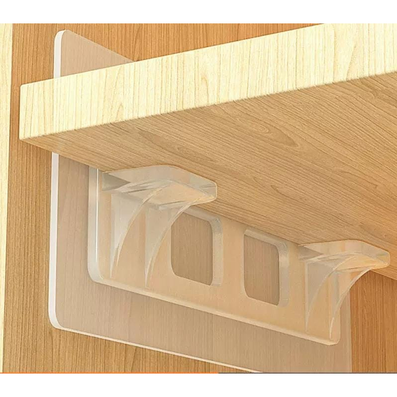 Kit com 4 Suporte adesivo para Prateleira Transparente canto