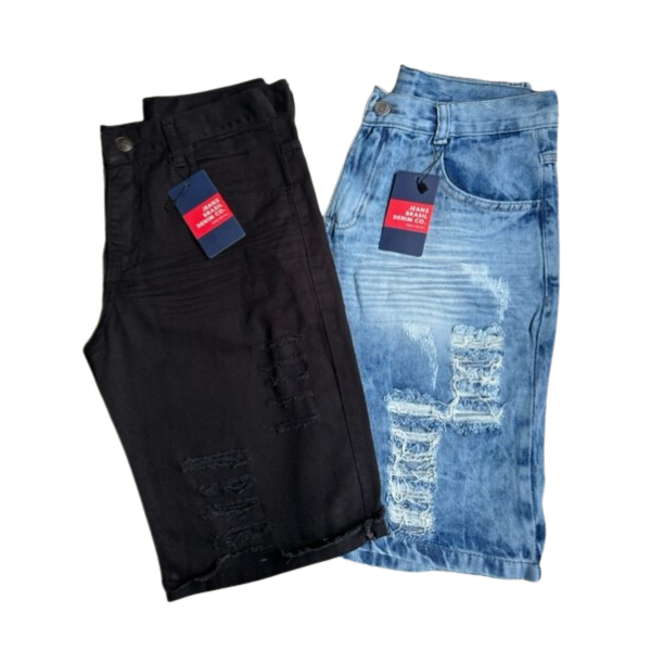 Kit/2 Bermudas Destroyed masculina Jeans