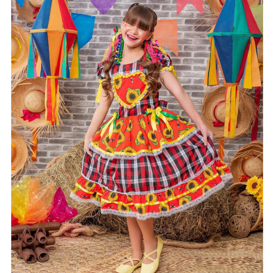 Vestido de quadrilha cheap infantil de luxo