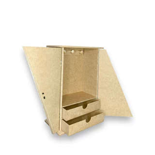 Armarinho porta joias em mdf cru com 2 gavetas