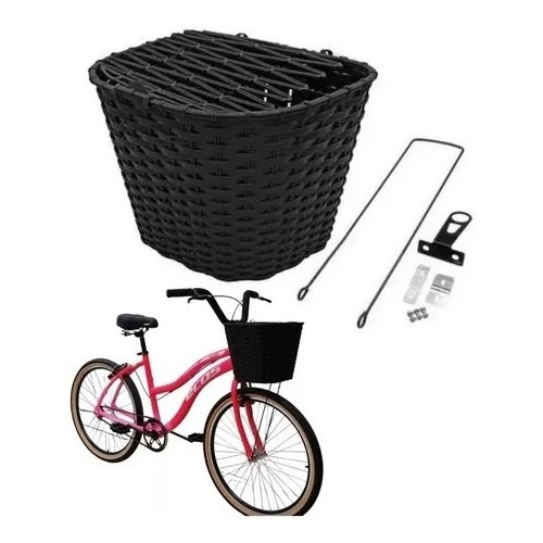 Cesta Cestinha Bicicleta Reforçada Retrô Vintage Preto bike