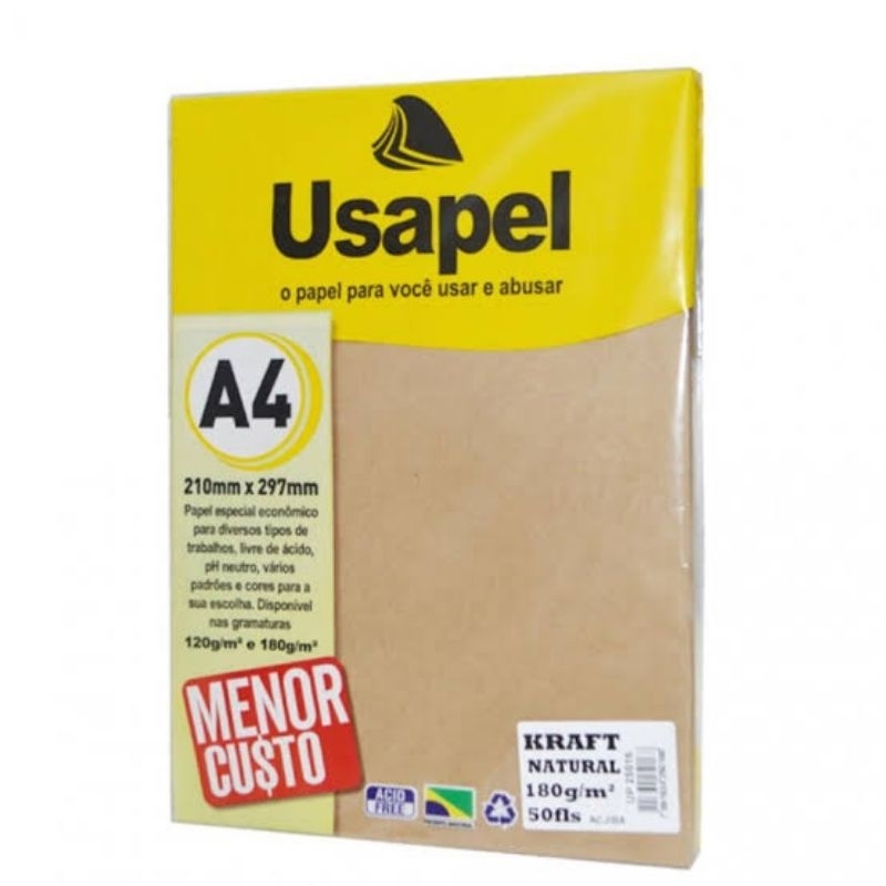 Papel Kraft A4 Usapel 180g 50 Folhas | Shopee Brasil