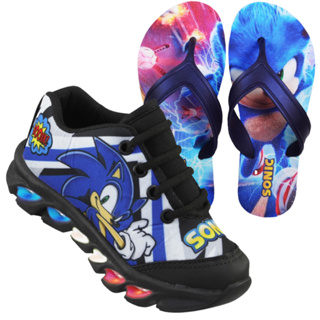 Tênis infantil com led roblox luzinha calce facil sonic