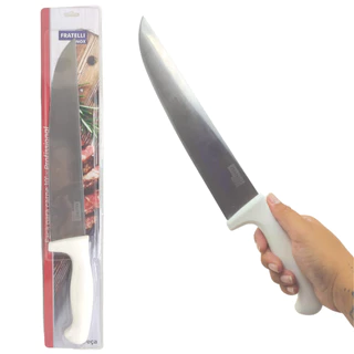 Faca de Cozinha Grande Aço Inox Profissional 38cm Cabo Plástico Lâmina 10 Polegadas