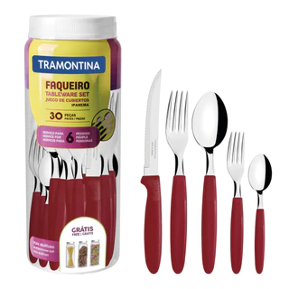 Faqueiro Tramontina Ipanema 30 Peças Com Pote Plástico - VERMELHO