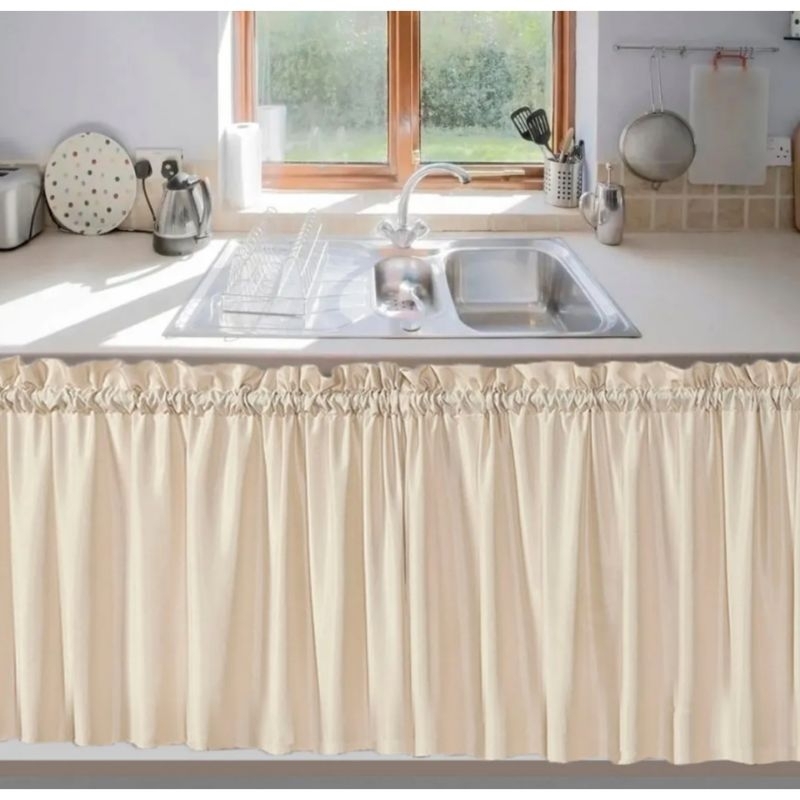 Cortina de pia 2,80 x 0,80 Tecido Oxford liso decoração de cozinha