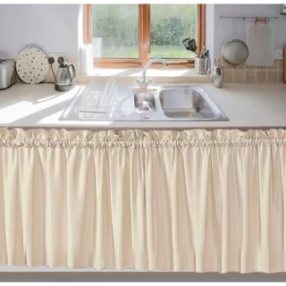 Cortina de pia 2,80 x 0,80 Tecido Oxford liso decoração de cozinha