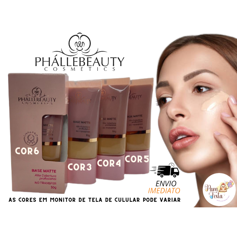 Base Matte Alta Cobertura 30g PhálleBeauty Sem tranferência