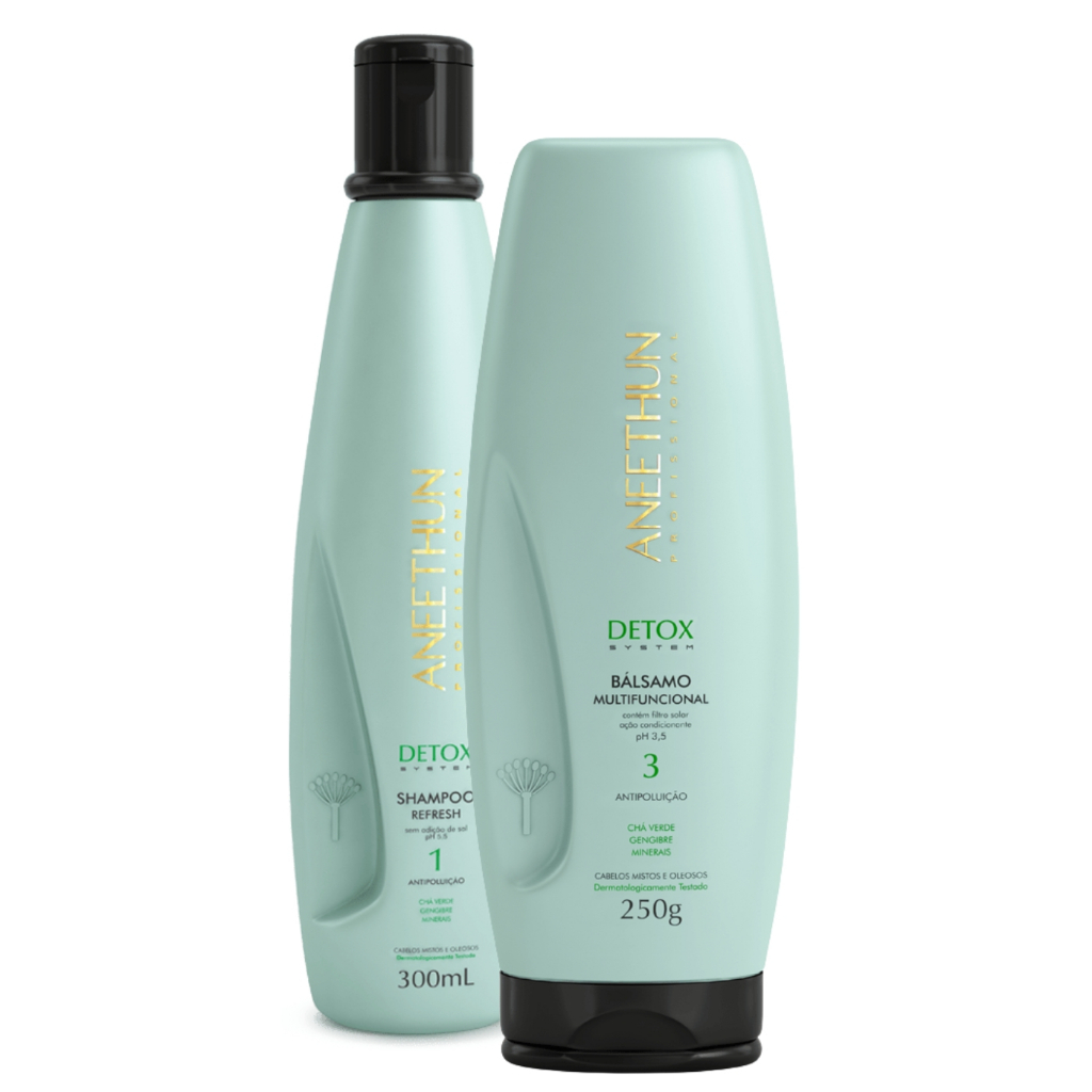 Shampoo e Condicionador Aneethun Cabelos Oleosos Linha Detox System ...