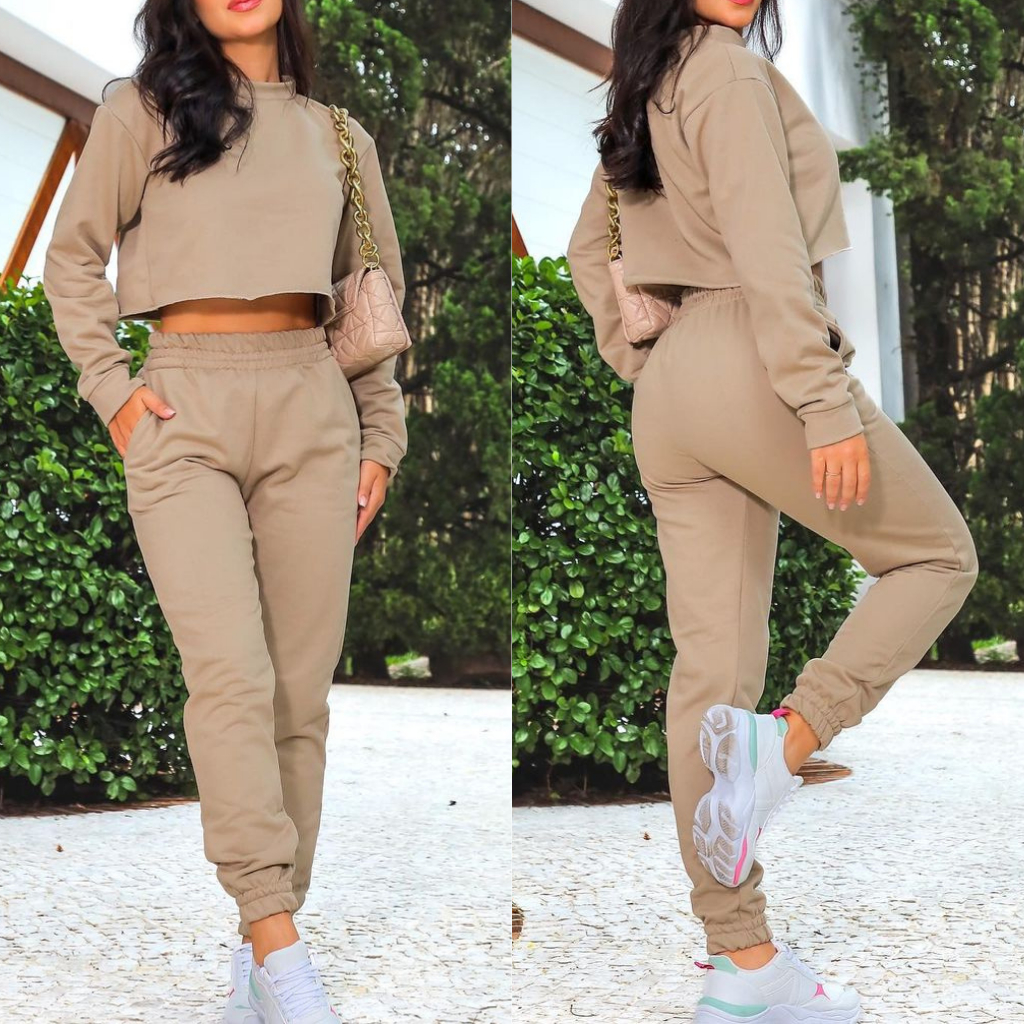 Conjunto Feminino Moletom Estiloso 113 | Shopee Brasil