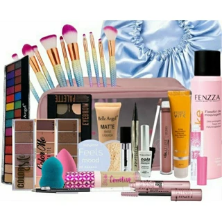 Kit de Maquiagem Passo a Passo para Iniciantes Revenda Make 6 itens gloss perfume
