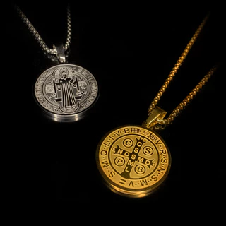 Medalha São Bento Pingente + Corrente Bail