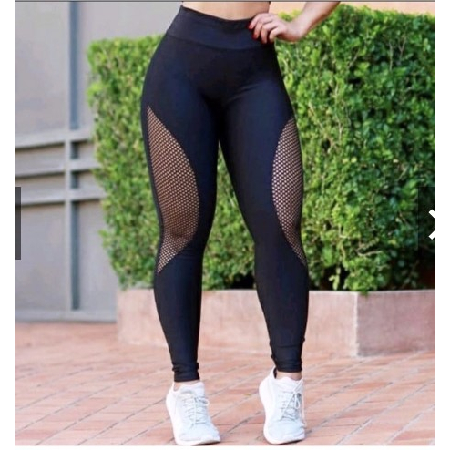 Calça Legging para Academia Feminina com Recortes em Tule