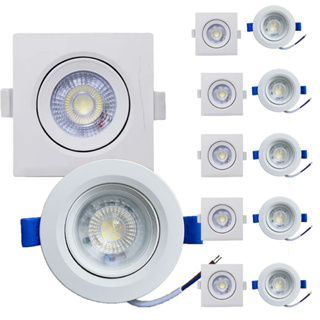 Kit 10 pcs Luminária Led Spot 3w 5w 7W Redondo Quadrado Embutido Branco Frio Quente 3000k 6500k Bivolt