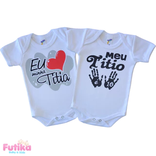 Kit 2 Body Bebê Eu Amo Titia Titio é 10 Frase Divertido Infantil 100% Algodão Bori Bore Recém Nascido