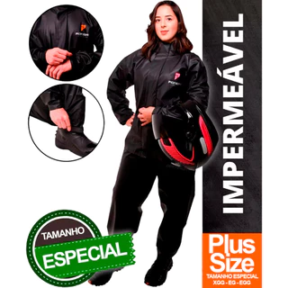 Capa Chuva Grande Feminina Motoqueira MotoGirls Linda Tamanho Especial Plus Size 4g 5g 6g