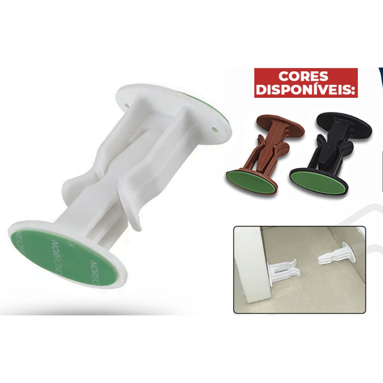 Trava de Porta Prendedor Fixador Adesivo Prático Simples Parede Rodapé Janela Fácil Instalação