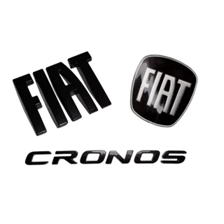 Kit 3 Emblemas Fiat Cronos Preto Black Piano