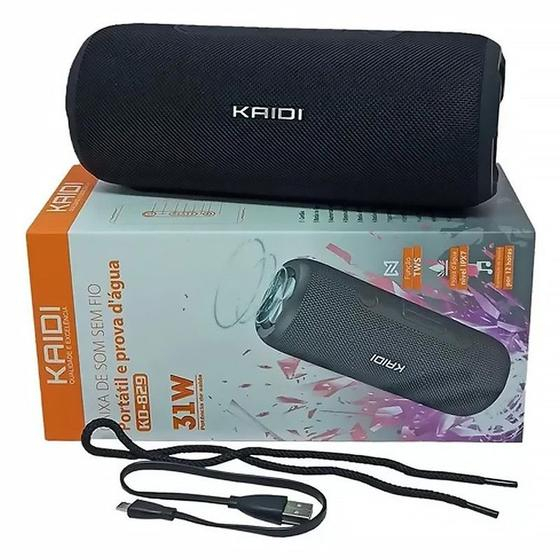 Caixa De Som Bluetooth Prova D'água 31w Kaidi Kd-829 5.0 Ipx7