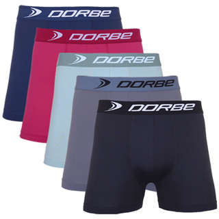 Kit 5 Cuecas Boxer Microfibra Dorbe Não Enrola Original Masculina Cueca Box Masculino Adulto Preto Preta Sortido