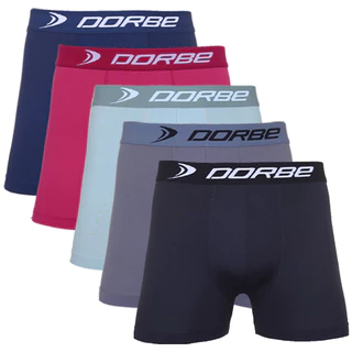 Kit 5 Cuecas Boxer Microfibra Dorbe Não Enrola Original Masculina Cueca Box Masculino Adulto Preto Preta Sortido