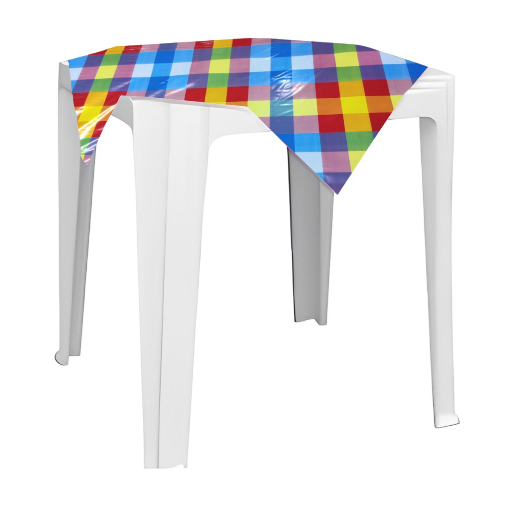 Toalhas Xadrez Colorida Plástica Descartável 80x80 cm Gruda na mesa 10 Unidades - Festa Junina Julina Agostina São João