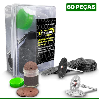 Jogo 60 Peças Titanium Micro Retifica Lixas Disco Escovas