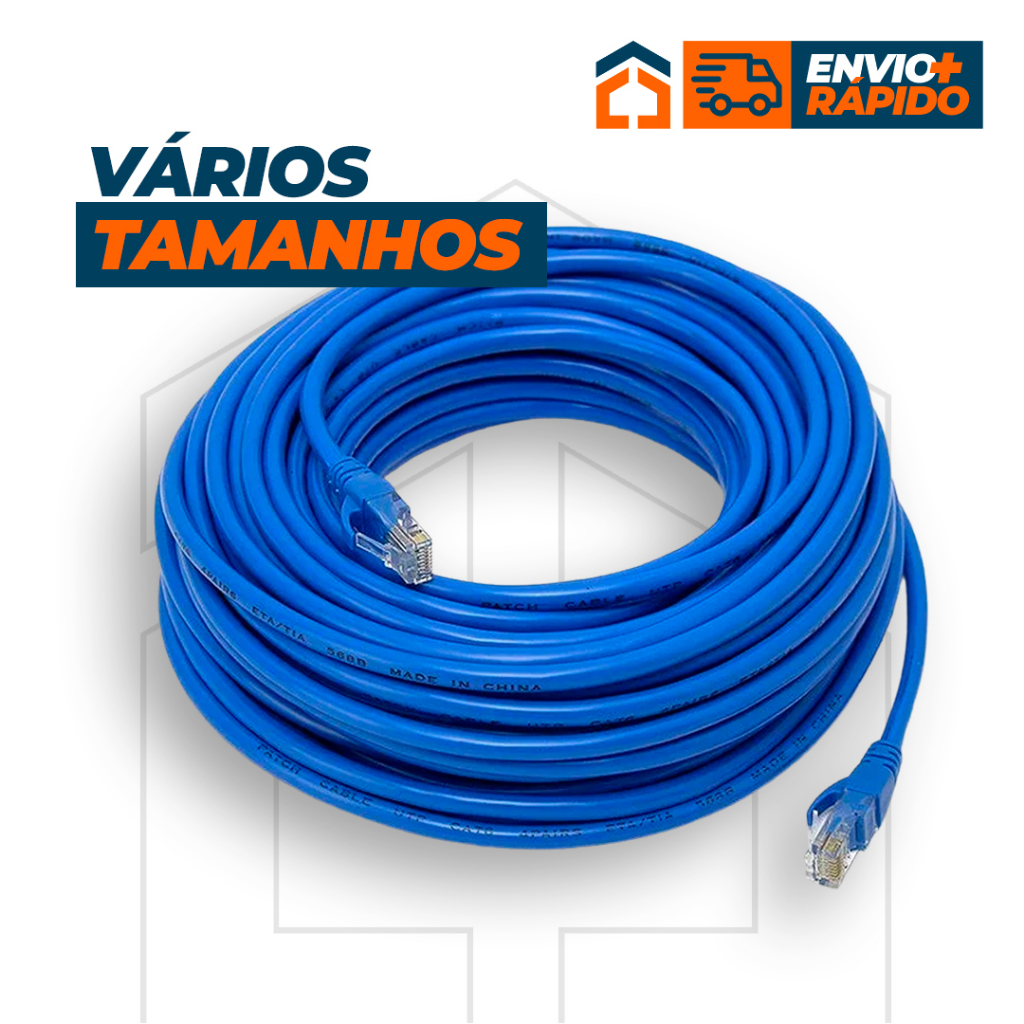 Fio Cabo de Rede Internet CAT5 RJ45 Montado Com Conector Pronto Para ...