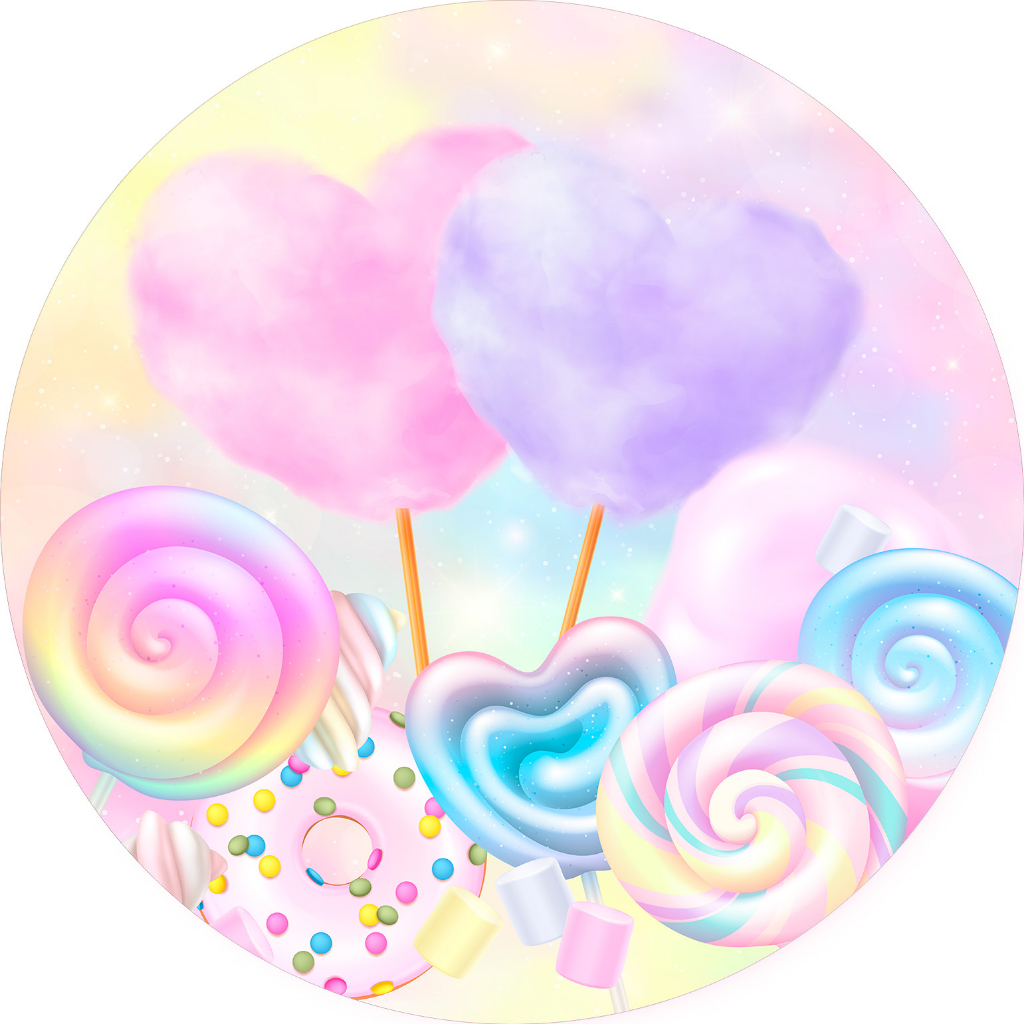 Painel De Festa Redondo Em Tecido - Doces Candy 021 | Shopee Brasil