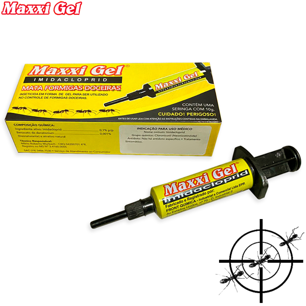 Gel Imidacloprid Elimina e Mata Formiga Doceira Domestica Em formato de Seringa Maxxi Gel