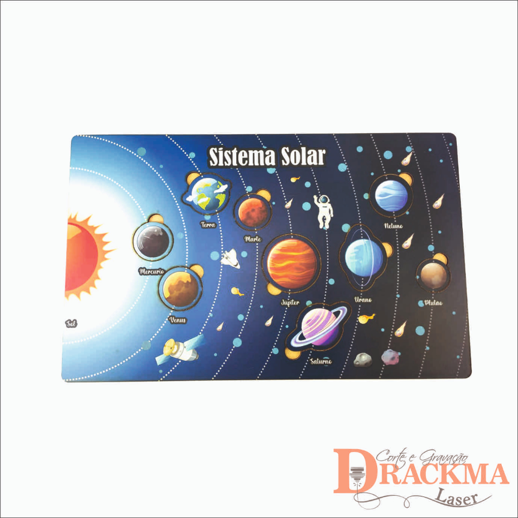 Sistema solar em tabuleiro MDF jogo de encaixe cognitivo planeta, educativos, Didático, Pedagógico, Montessori.