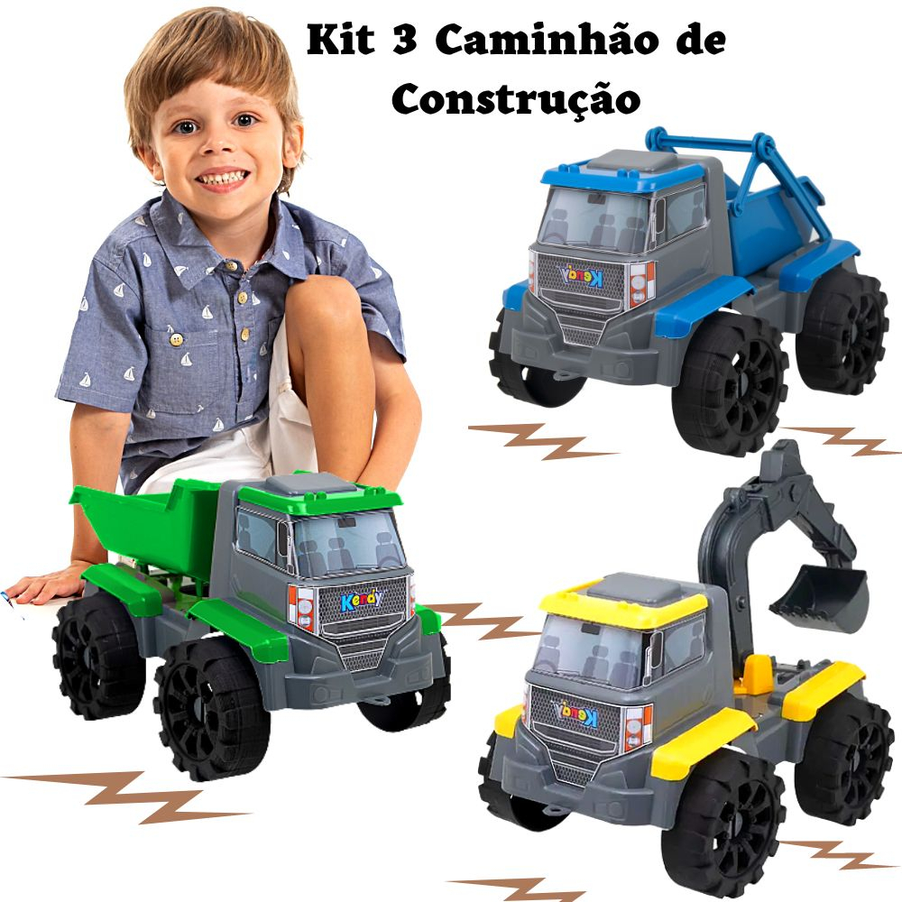 Caminhão De Brinquedo Grande Profissão Criança Didático.