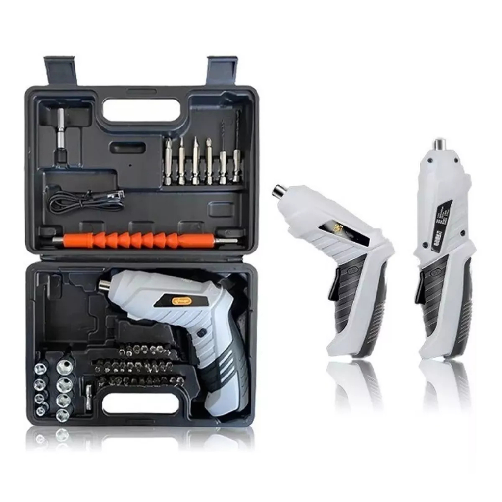 Parafusadeira Sem Fio portátil Recarregavel 47 ponteiras + maleta com acessórios