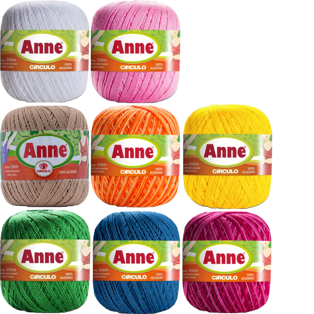 Kit 8 Linha Anne 250 Metros 100% Algodão Circulo Para Crochê, Amigurumi ...