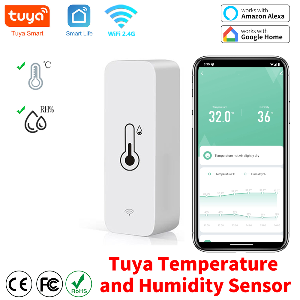 Sensor Wifi Temperatura E Umidade Alexa Google home smart life Tuya