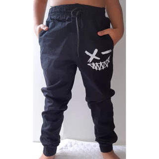 Calça Juvenil Preta Jogger Sarja Luxxo Sorriso Feliz Envio Imediato