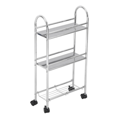 Carrinho Multiuso Organizador 41x18x84cm C/ Rodas - Aço Inox