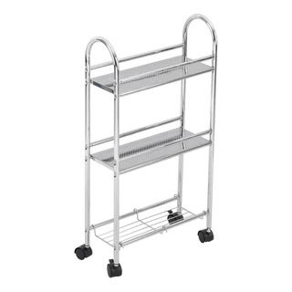 Carrinho Multiuso Organizador 41x18x84cm C/ Rodas - Aço Inox