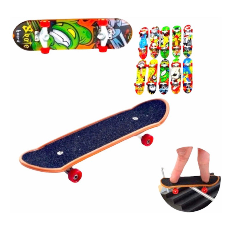 Kit 20 Skate de Dedo Plástico Colorido Sacolinha Aniversario