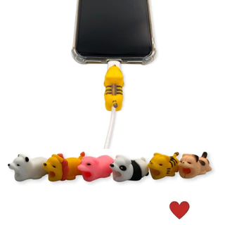 Kit 2 Protetores de Cabos Animais Bichinhos p/ Fio Carregador USB iPhone Apple Smartphone Android Universal