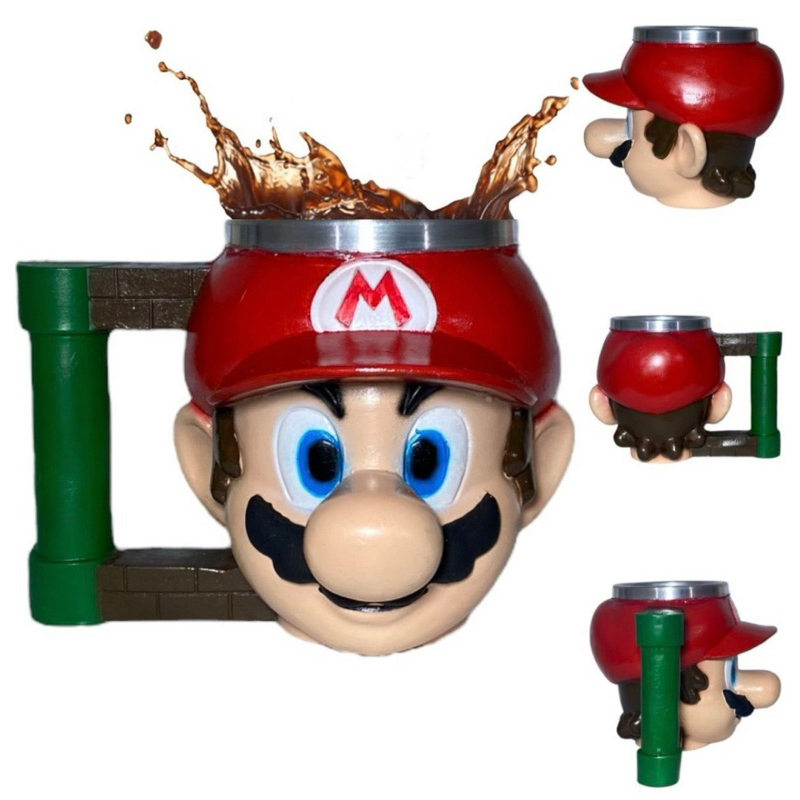 Caneca/Copo Super Mario Bros Resina 3D Jogo Mario