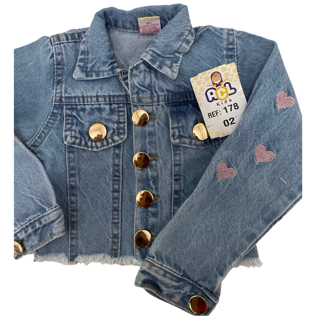 Jaqueta Jeans Infantil Feminina De Coração Original | Shopee Brasil
