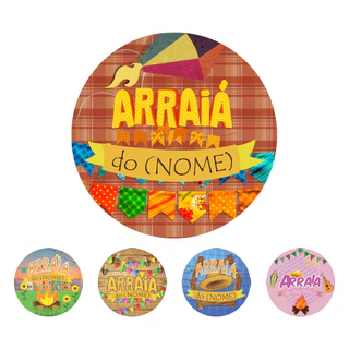 Painel Redondo de Festa Junina e Arraiá Personalizado com Nome em 3D Tecido Sublimado com elástico