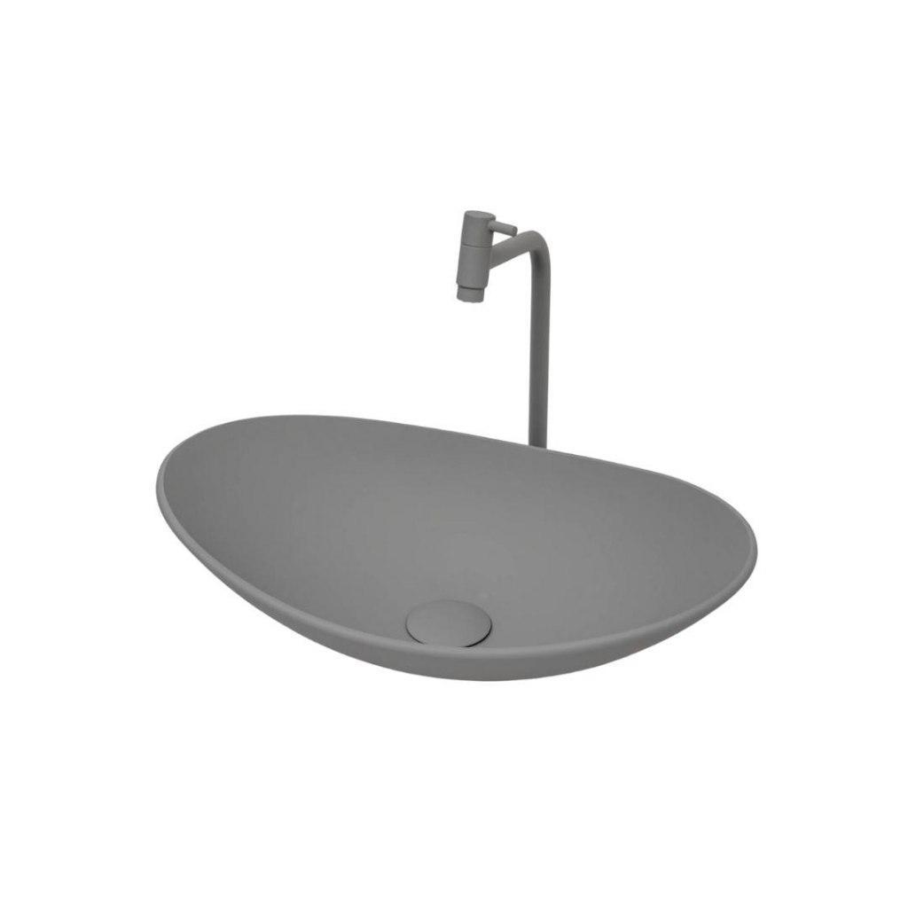 Conjunto Cuba Cinza Matte + Válvula + Torneira Link P/ Banheiros e Lavabos