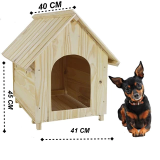 Casinha Cachorro N1 MadPinus Madeira Caes Porte Pequeno Pinchers Poodle Toy e Coelhos