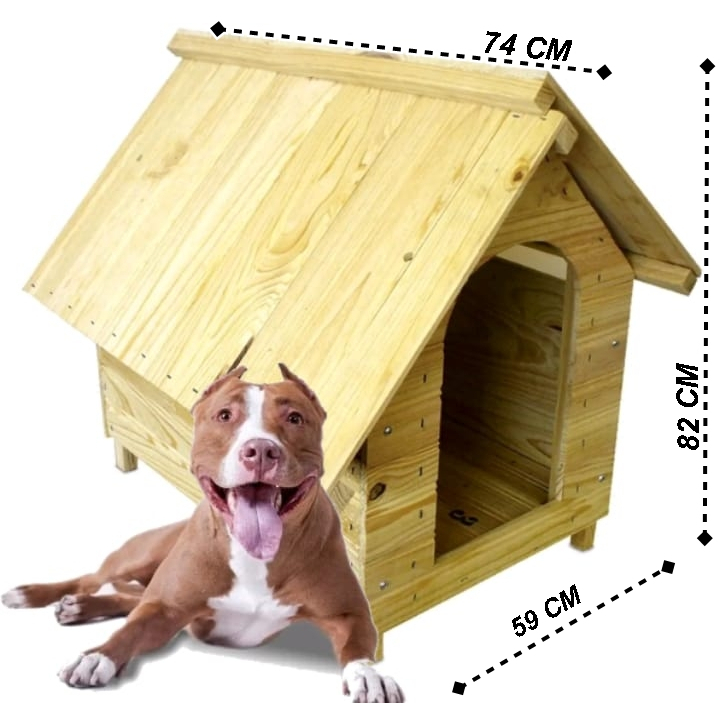 Casa Pet Para Cachorro Caes Porte Médio N.4 Madeira Pinus Casinha de
